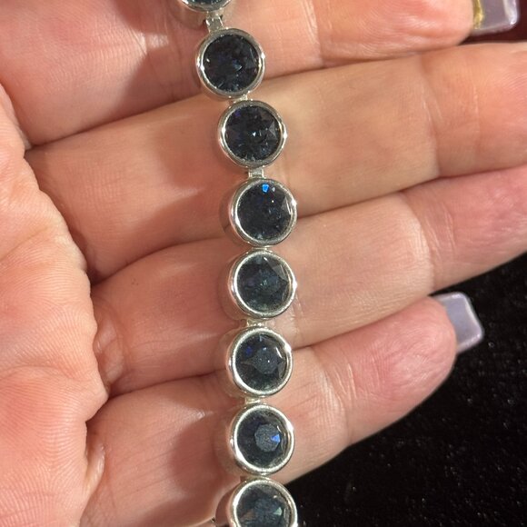 Touchstone Crystal by Swarovski Tennis Ice Bracelet Blue - Picture 1 of 2